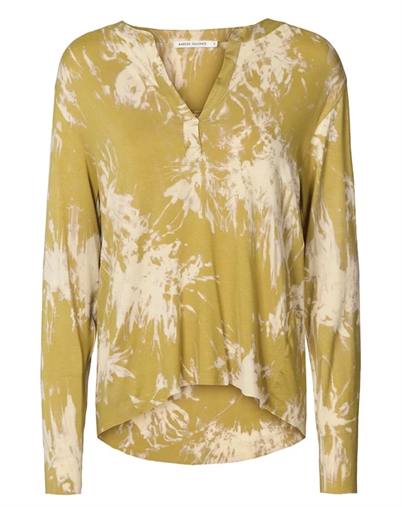 Rabens Saloner - Matie Misty Placket Bluse - Golden Mustard Combo